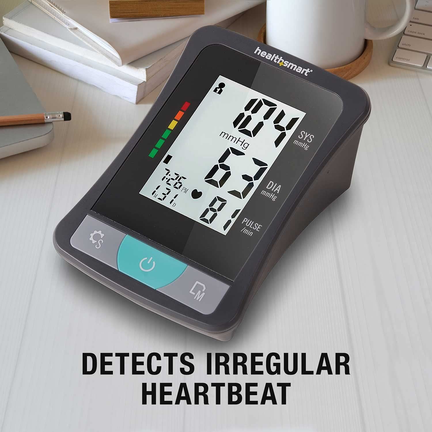 HealthSmart Digital Select Automatic Upper Arm Blood Pressure Monitor - Tracks BP, Pulse Rate & Irregular Heartbeat, Stores 120 Readings for 2 Users - Perfect for Home Health Monitoring & Doctor Visits