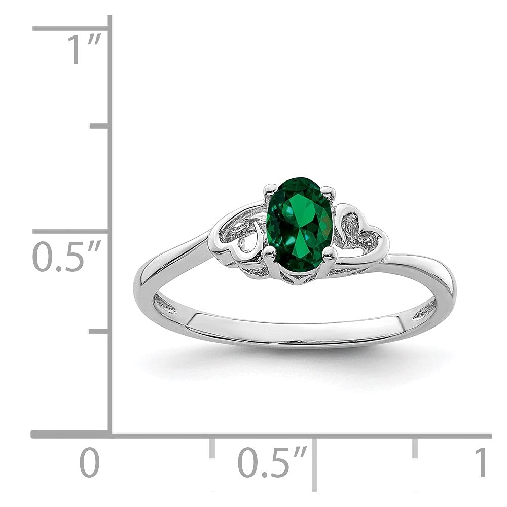 Diamond2Deal 925 Sterling Silver Rhodium Plated Created Emerald Engagement Ring (0.37ct) - Elegant Wedding Proposal Jewelry for Her, Perfect Anniversary & Valentine's Day Gift