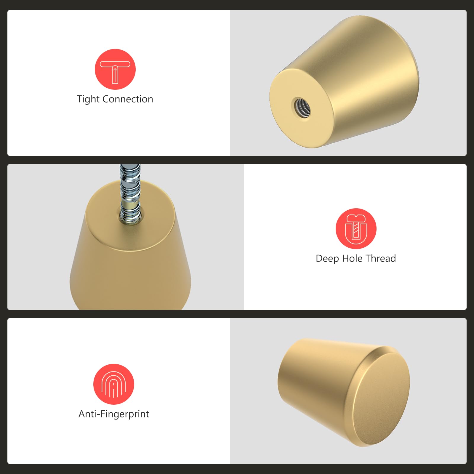 10 Pack Matte Gold Cabinet Knobs - Round Brushed Brass Kitchen & Dresser Handles for Drawers - Durable Metal Hardware for Home & Office Furniture Upgrade