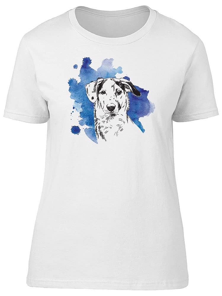 Smartprints Women's White Watercolor Dog Sketch T-Shirt - Soft Cotton Tee for Casual Wear, Outings & Gifts