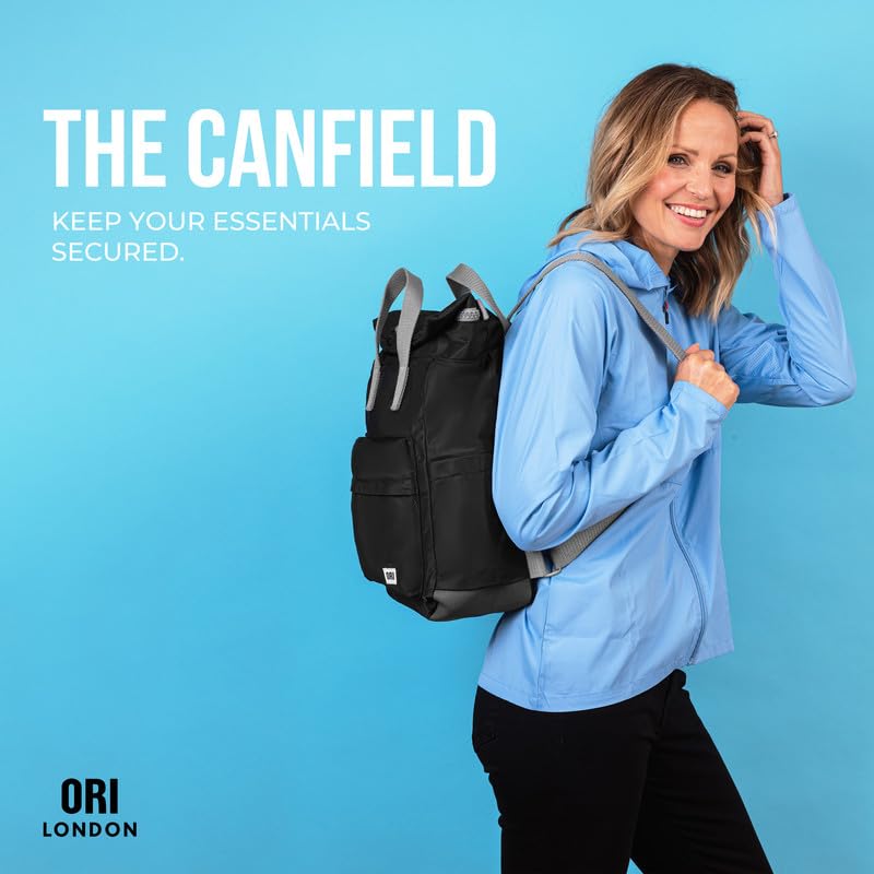 ORI LONDON Rolltop Backpack for Men & Women - Waterproof Nylon Travel Backpack with Laptop Compartment (Fits 15.6