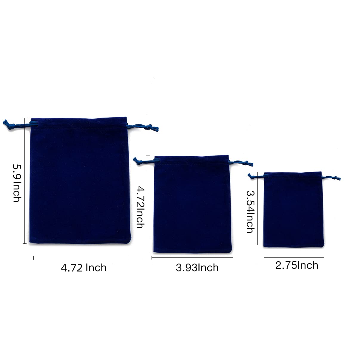 50Pcs Velvet Jewelry Bags with Drawstring - Royal Blue Gift Pouches for Wedding Favors, Party, Christmas & Candy (4.0x4.8 Inches) - Elegant Storage for Rings, Necklaces & Small Keepsakes