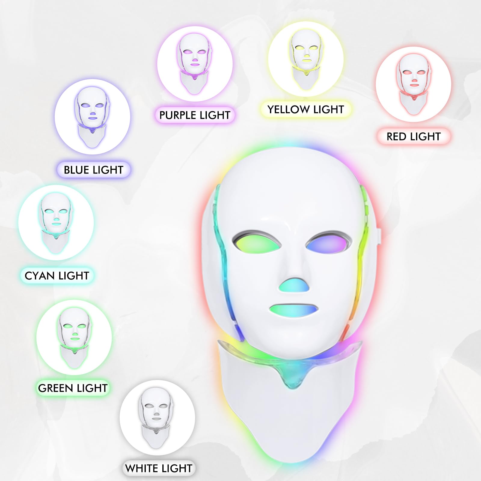 7 Color LED Red Light Therapy Face Mask - Blue & Red Light Therapy for Skin Care at Home | Anti-Aging, Acne Treatment & Skin Rejuvenation | Perfect for Daily Skincare Routine & Spa Treatments