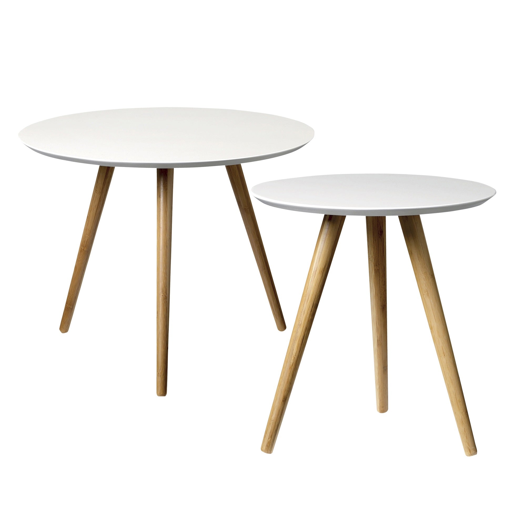 Bloomingville White Wood Coffee Table Set of 2 - Modern Scandinavian Style for Living Room & Lounge Decor
