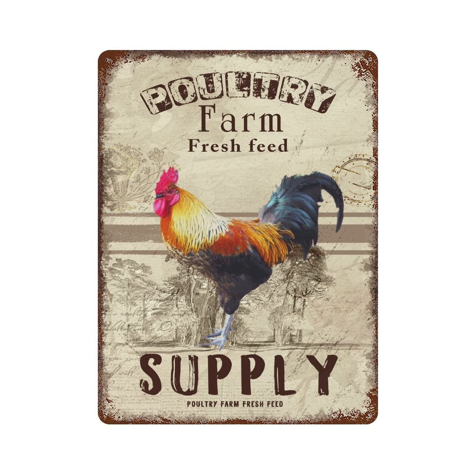 Vintage Metal Tin Sign - Chicken Coop Decor, Rooster Accessories, Poultry Farm Art, Custom Outdoor Metal Sign 12x16 Inch - Perfect for Farmhouse, Man Cave, and Country Kitchen Wall Decor