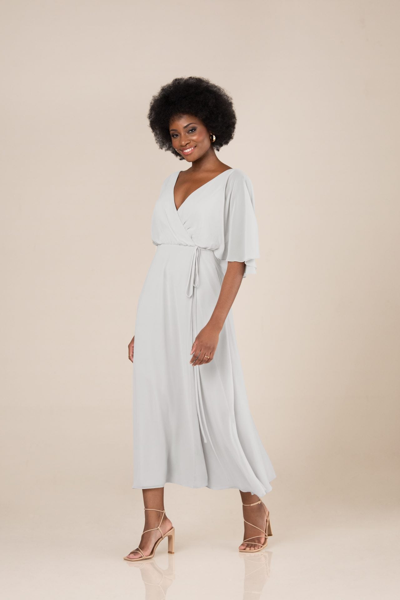 Chaya Tea Length Chiffon Dress - Elegant Flowy Midi Dress for Women | Perfect for Afternoon Tea, Garden Parties & Special Occasions