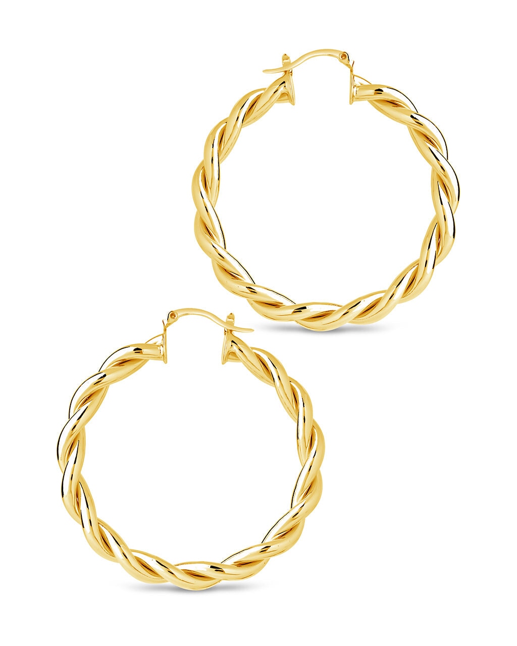 Rosalie Polished Entwined Hoop Earrings for Women - 14K Gold Plated Dainty Huggie Hoops - Elegant Everyday Jewelry for Work, Date Night & Special Occasions