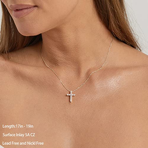 5-cz silver cross necklace