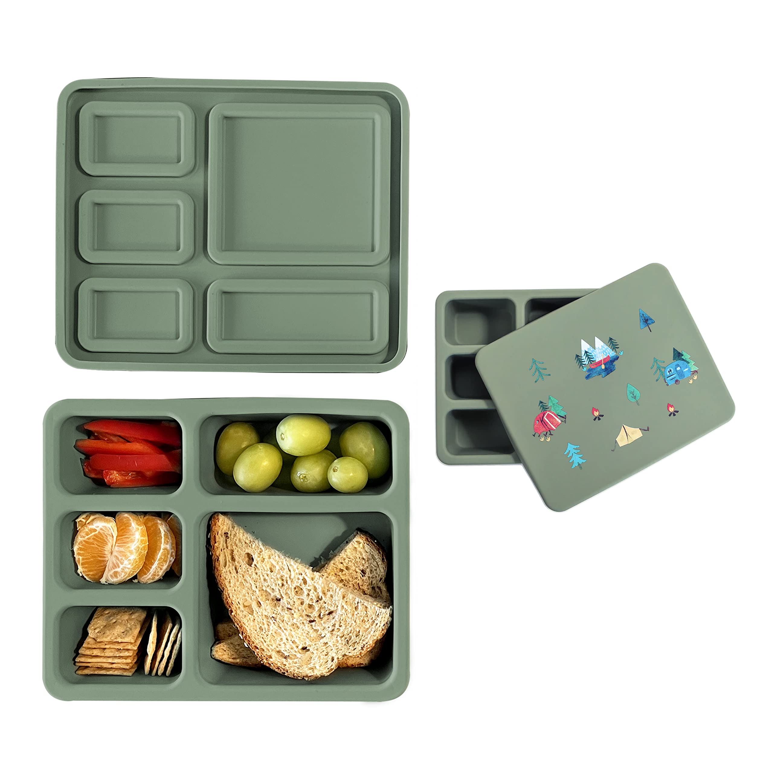 **Austin Baby Co Leak-Proof Bento Lunch Box for Kids – 5-Compartment Silicone Food Container | Dishwasher Safe, BPA-Free, Durable & Food-Safe | Ideal for School, Picnics & Travel**