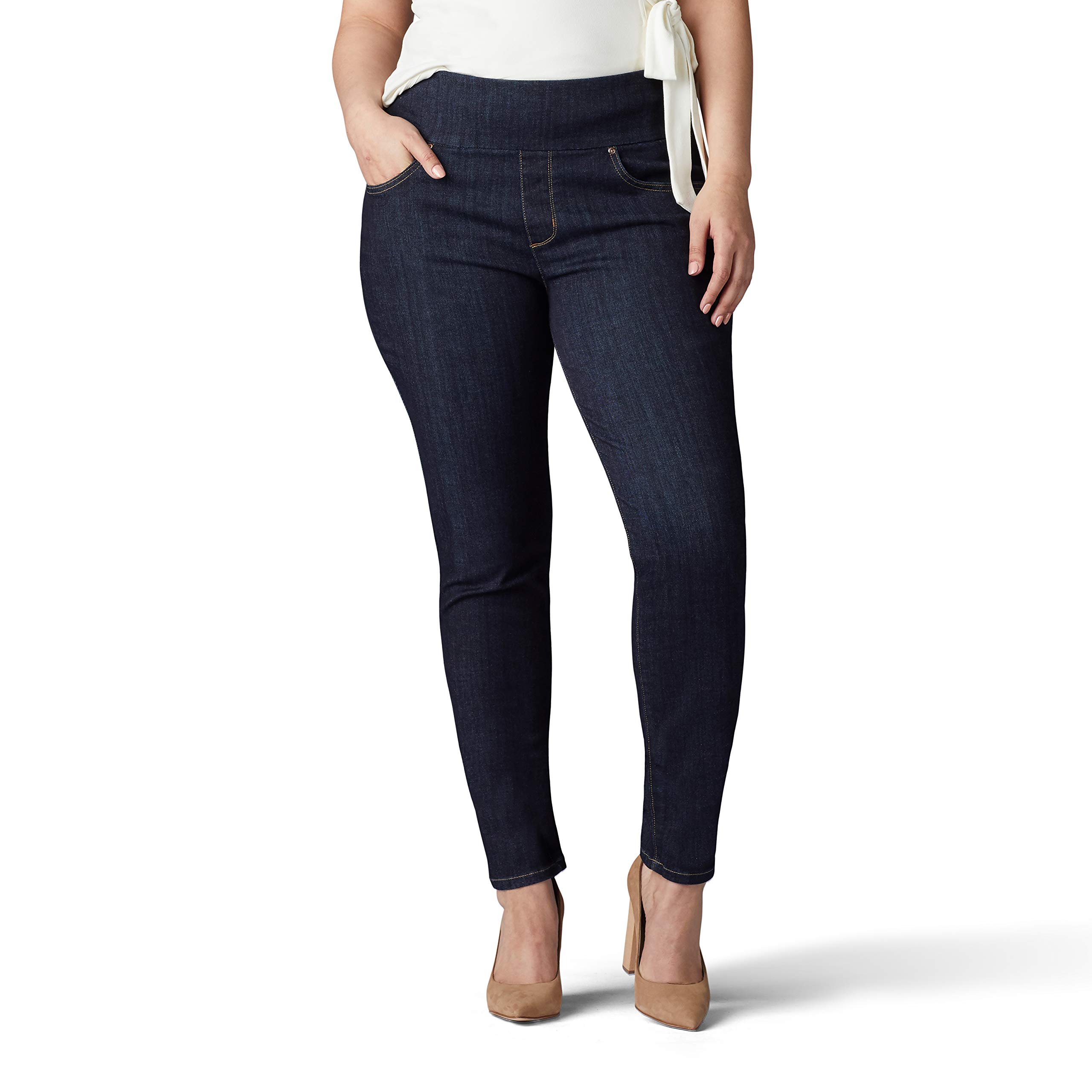 Lee Women's Plus Size Sculpting Slim Fit Skinny Leg Pull-On Jeans - Comfortable Stretch Denim for Work, Casual & Everyday Wear