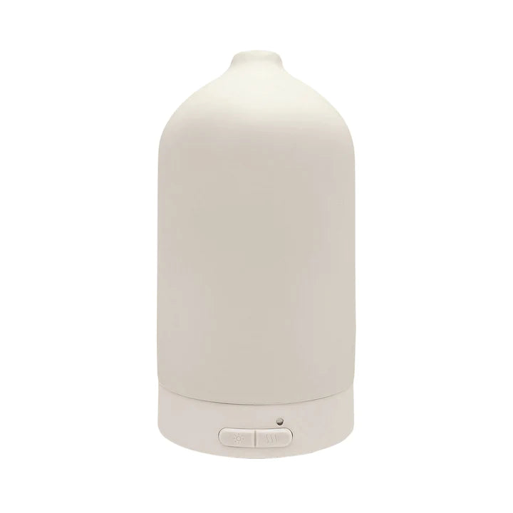 Premium Aromatherapy Essential Oil Diffuser - Ceramic Ultrasonic USB Humidifier for Home, Office, Yoga & Spa - Cream White Relaxation Device with 7 Color LED Lights