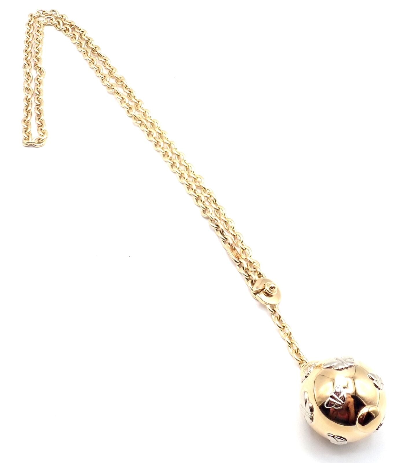 Authentic Bvlgari 18k Yellow Gold Butterfly Globe Pendant Necklace with Chain - Elegant Jewelry Gift for Women, Perfect for Parties & Special Occasions