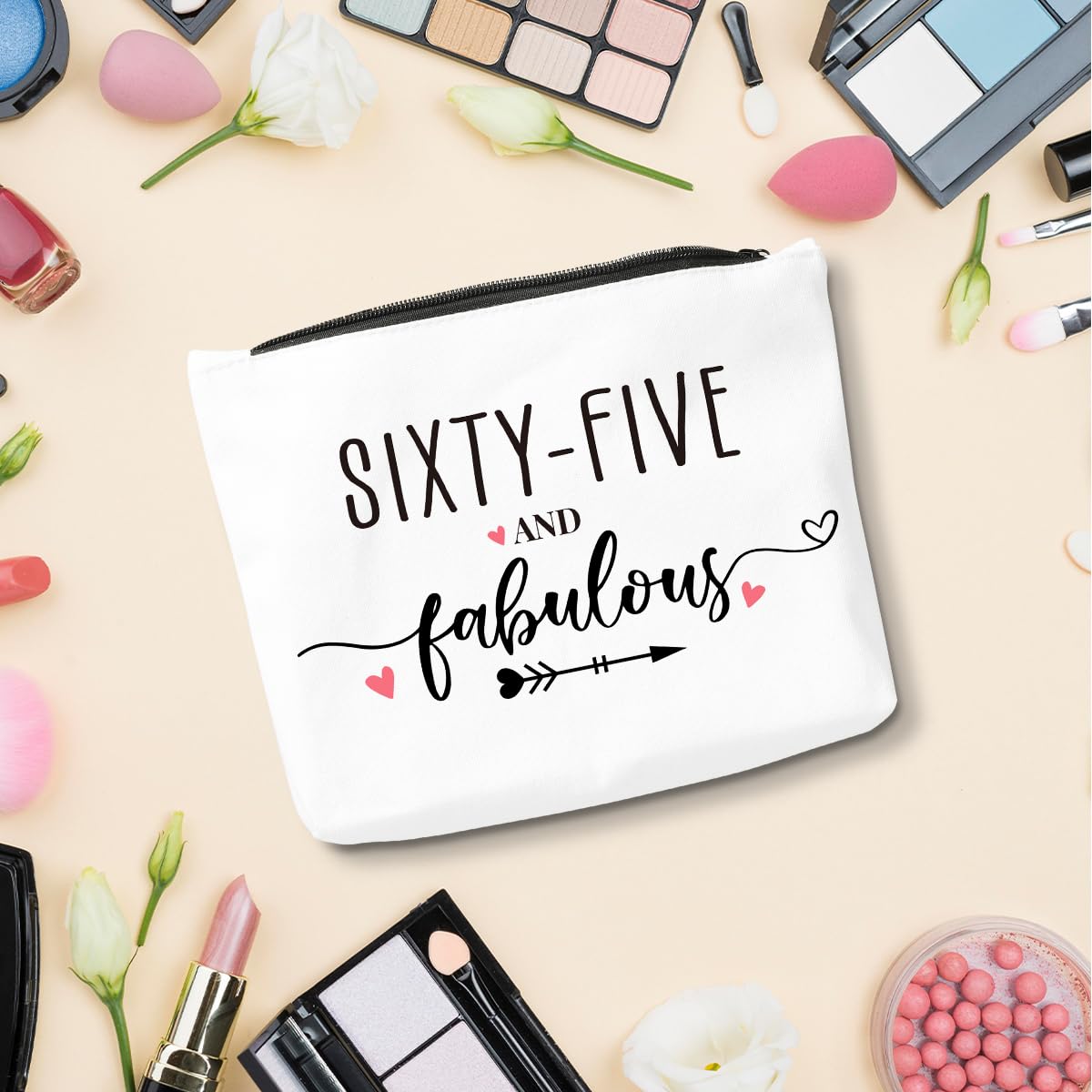 65th Birthday Gifts for Women - Funny & Fabulous Makeup Bag | Cosmetic Pouch for 65 Year Old Women | Perfect for Birthday Parties & Anniversary Decorations | Great Gift Idea for Mom, Grandma & Friends