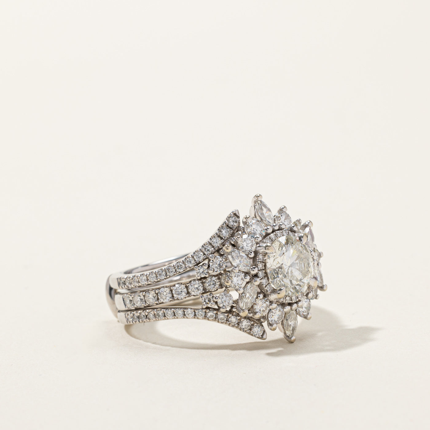 4.05ctw Cluster Diamond Wedding Ring Set for Women - Size 9.25 - Elegant Bridal Jewelry for Engagement, Anniversary & Special Occasions