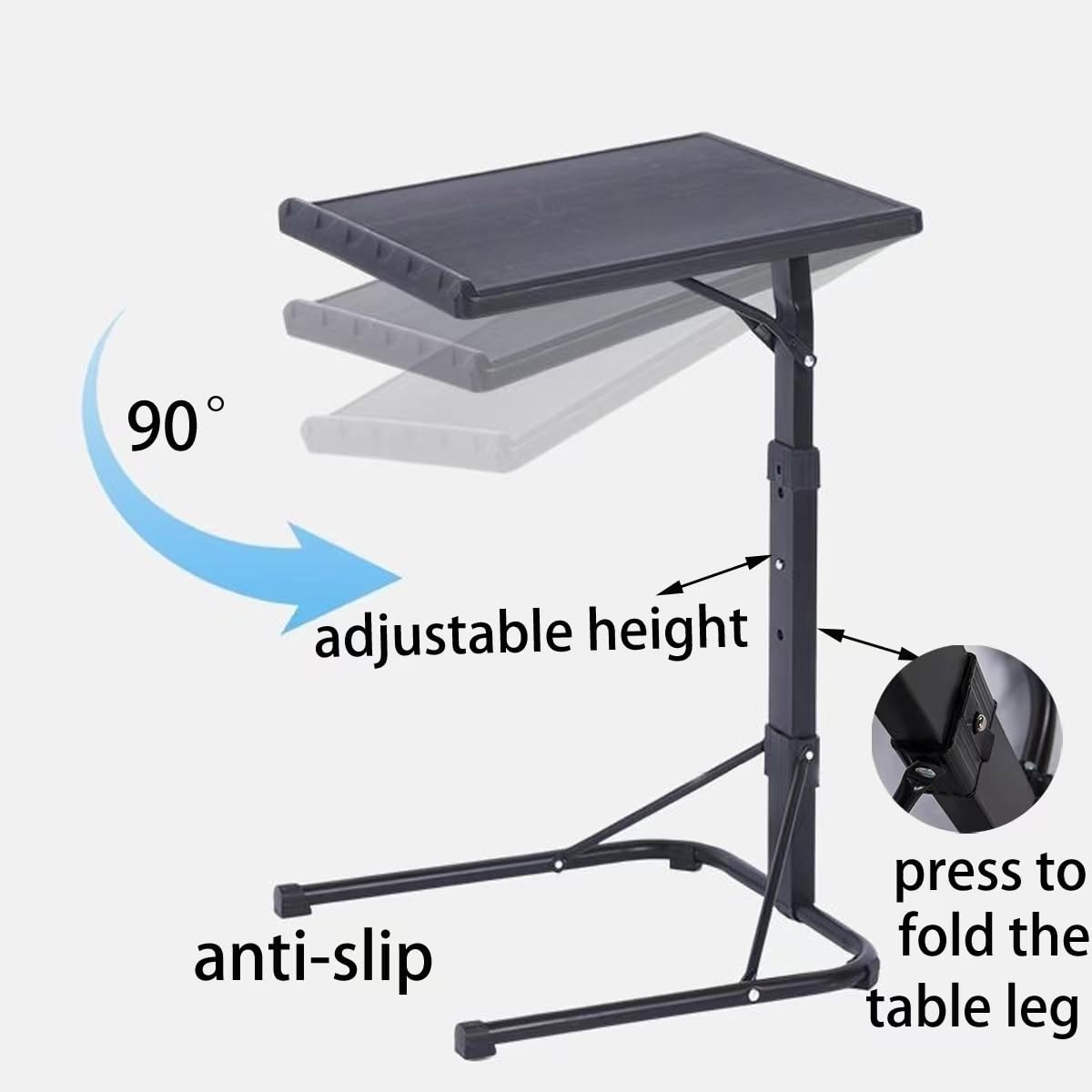 SHXSYN Adjustable Overbed Table with Wheels - Portable Folding Laptop Desk for Home Office, Bed, Couch - Standing Desk Converter with Tray for Computer Workstation (Black) - Perfect for Remote Work, Nursing Homes & Small Spaces