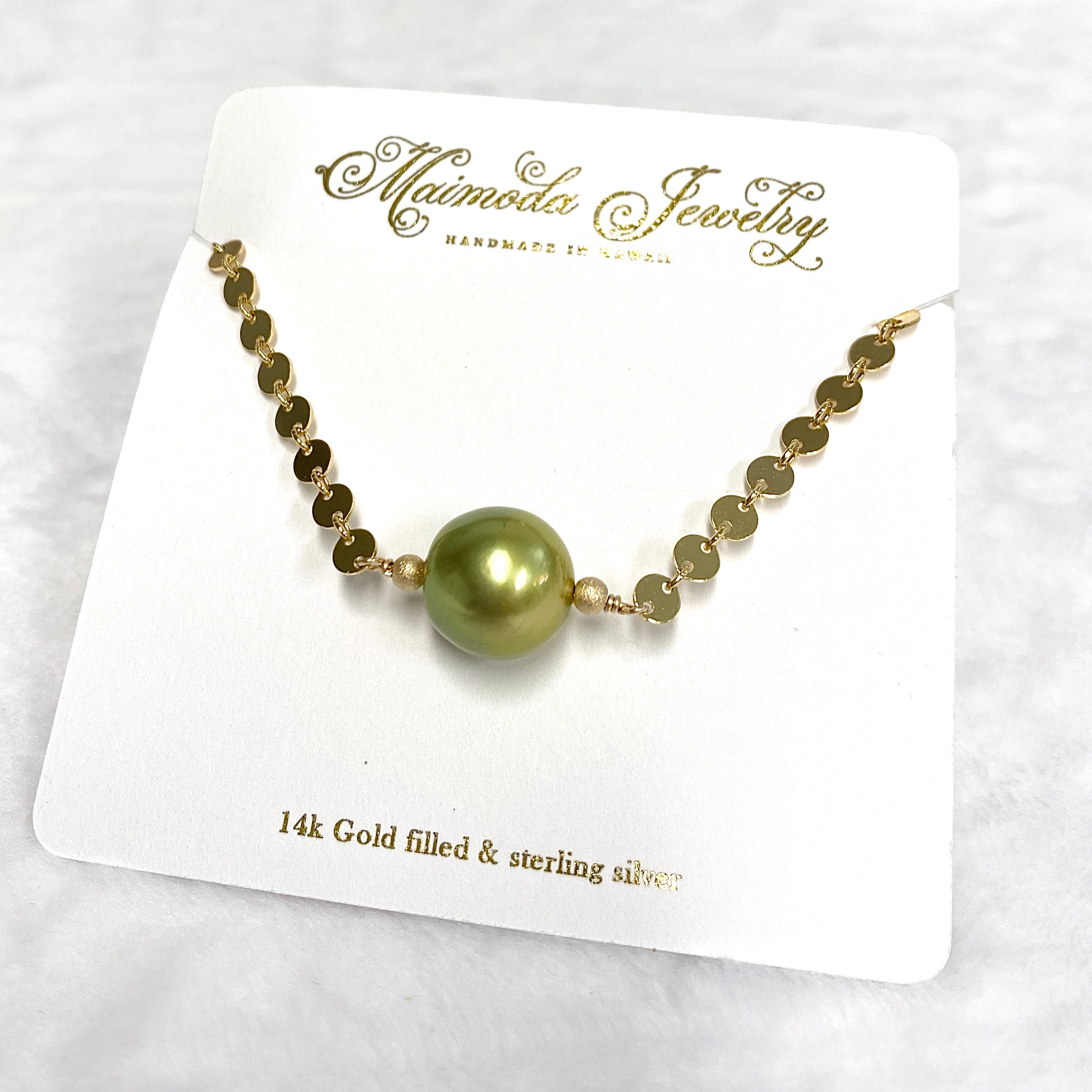 Exquisite Pistachio Tahitian Pearl Necklace - Elegant Handmade Jewelry for Women - Perfect for Weddings, Parties & Special Occasions