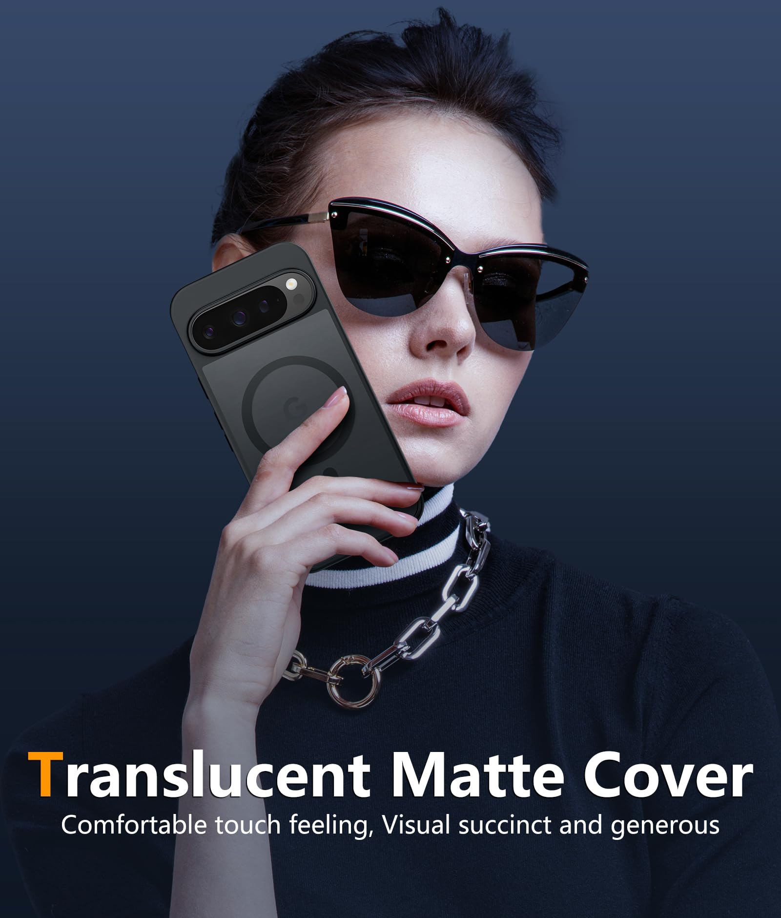 FNTCASE Magnetic Shockproof Case for Google Pixel 9 & Pixel 9 Pro (6.3 Inch) - Translucent Matte Slim Hard Cover with Military-Grade Drop Protection | Perfect for Outdoor Activities, Travel & Daily Use