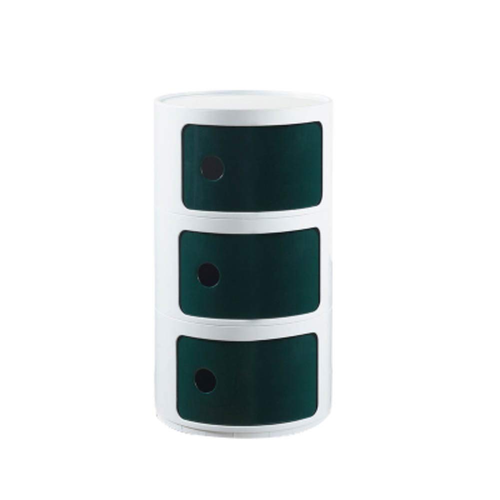 Modern Portable Bedroom Nightstand & Living Room Side Table - 3-Tier Plastic End Table with Storage for Small Spaces (White + Green) | Perfect for Apartments, Dorms & Compact Living Areas