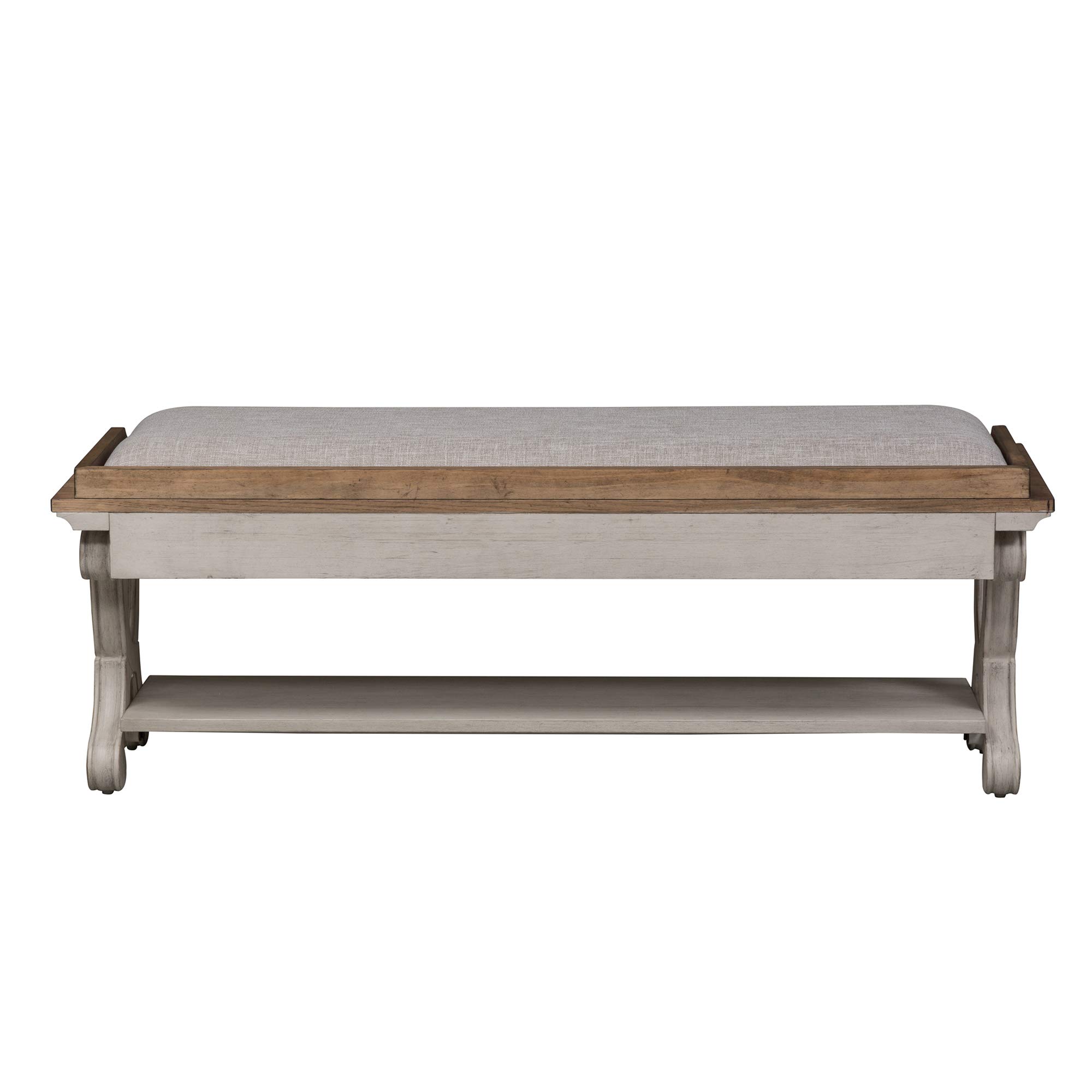 Liberty Furniture Industries White Upholstered Bed Bench with Storage - Perfect for Bedroom Seating, Footrest, and Extra Storage Space