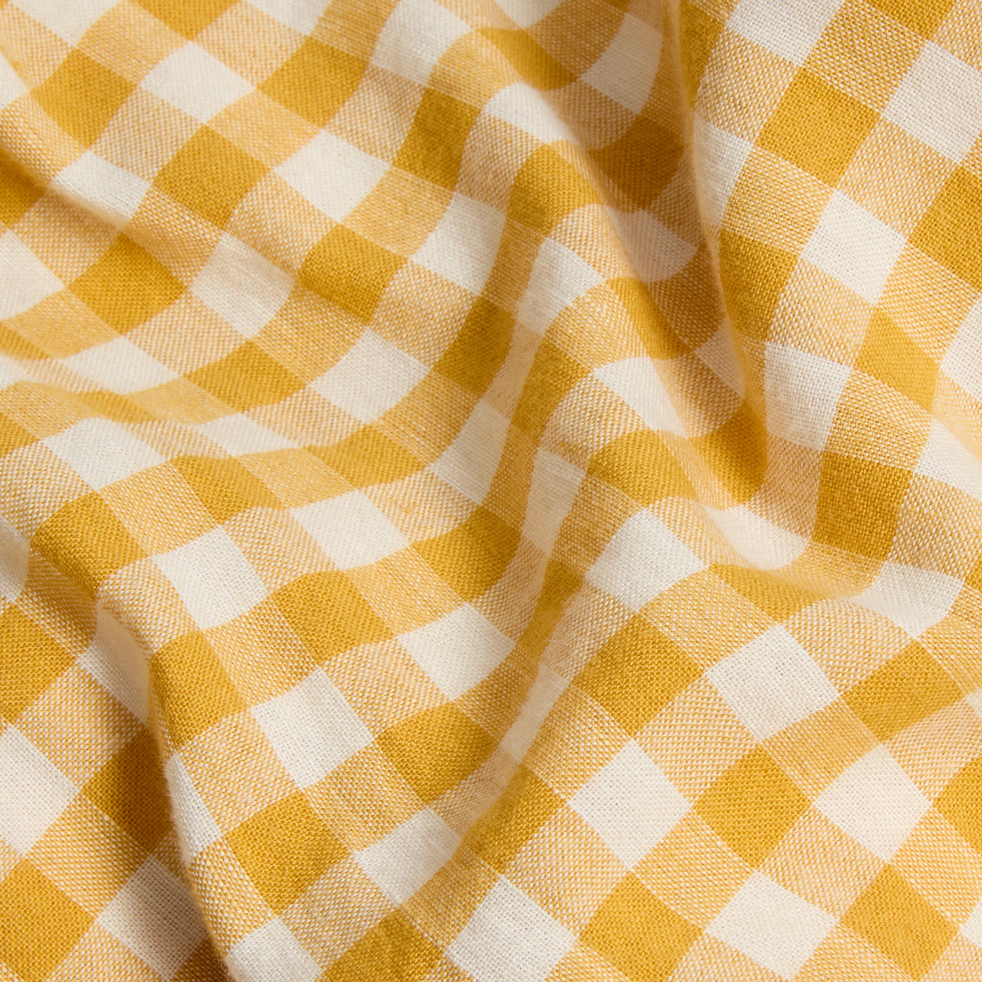 Honey Gingham Linen Blend Fitted Sheet - Queen Size, Soft & Breathable Bed Sheet Set - Perfect for Guest Rooms, Vacation Homes & Cozy Bedroom Decor
