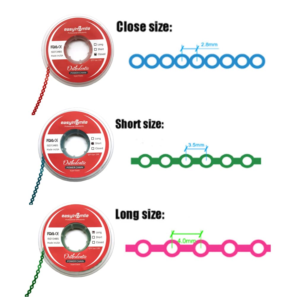 SNAWOP Orthodontic Power Chain Elastic Bands - Multicolor Dental Rubber Bands for Braces (Short, Black) | Perfect for Teeth Alignment, Gap Closure & Orthodontic Treatment