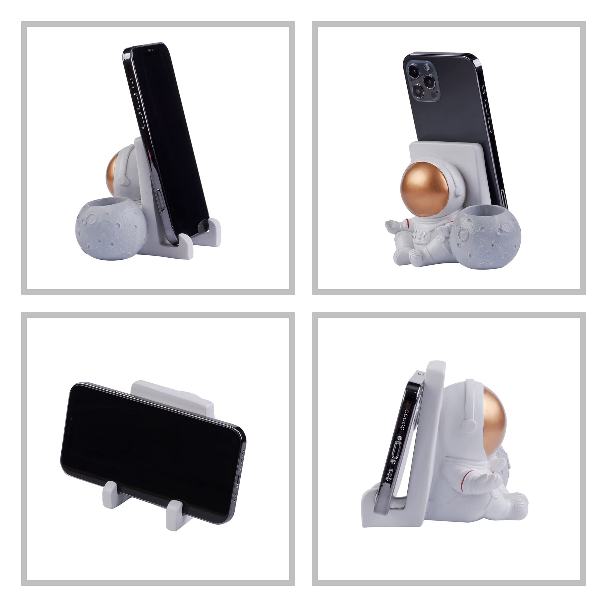 Multifunctional Astronaut Phone Stand with Pen Holder - Space-Themed Cell Phone Dock & Desktop Organizer for Office, Home, or Gift