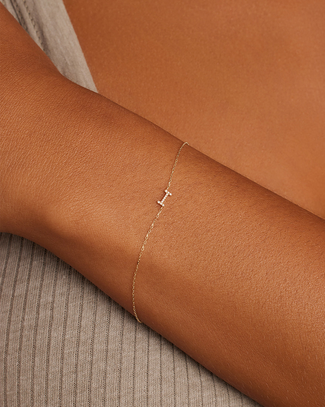 Diamond Pavé Alphabet Bracelet - Personalized Initial Letter Bracelet for Women, Sterling Silver or Gold Plated, Elegant Gift for Birthday, Anniversary, Valentine's Day | Perfect for Everyday Wear & Special Occasions