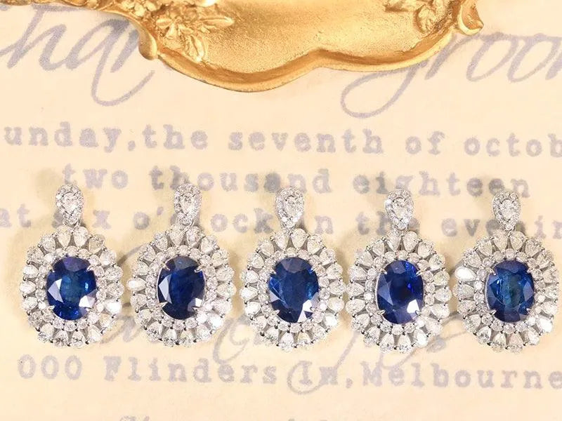 18K White Gold Blue Sapphire and Diamond Pendant Necklace for Women | Luxury Party Jewelry with Natural Gemstone | Elegant Gift for Anniversary, Birthday & Special Occasions