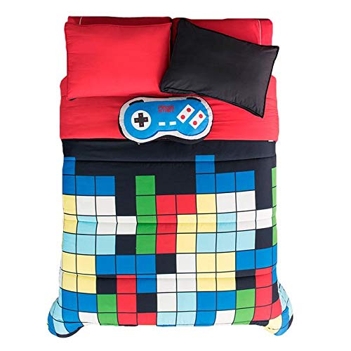 JORGE’S HOME FASHION Reversible Gaming Comforter Set 4-Piece Queen Size - Soft Controller Print Bedding for Boys & Kids - Perfect for Gaming Rooms, Teen Bedrooms & Dorm Decor