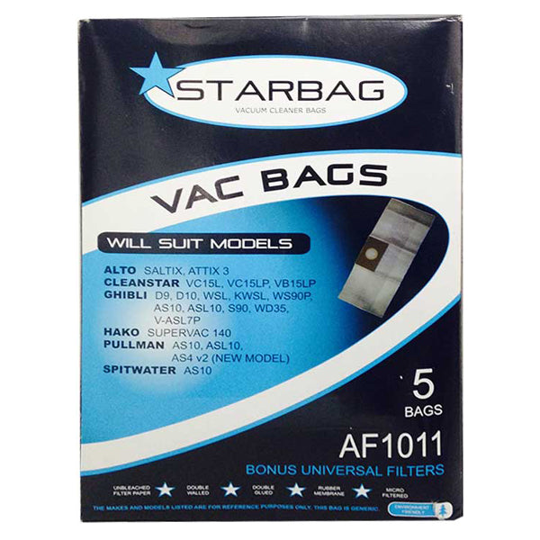 Starbag AF1011 Vacuum Cleaner Bags - Compatible with [Brand/Model] - 6 Pack - HEPA Filtration for Dust & Allergens - Perfect for Home Cleaning & Pet Hair Removal