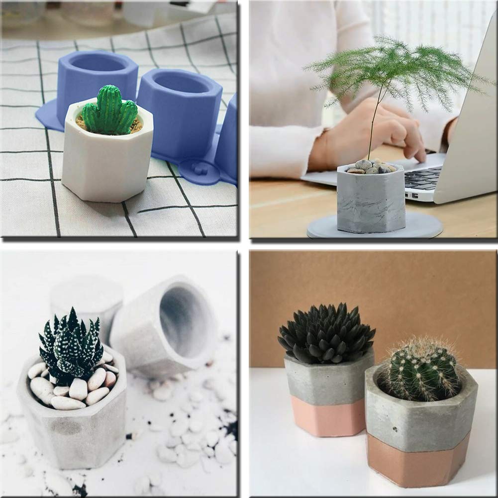 4 Pack Silicone Flower Pot Molds for DIY Succulent Planters, Concrete Molds, Ice Shot Glasses & Candle Holders - Perfect for Home Decor, Gardening & Craft Projects
