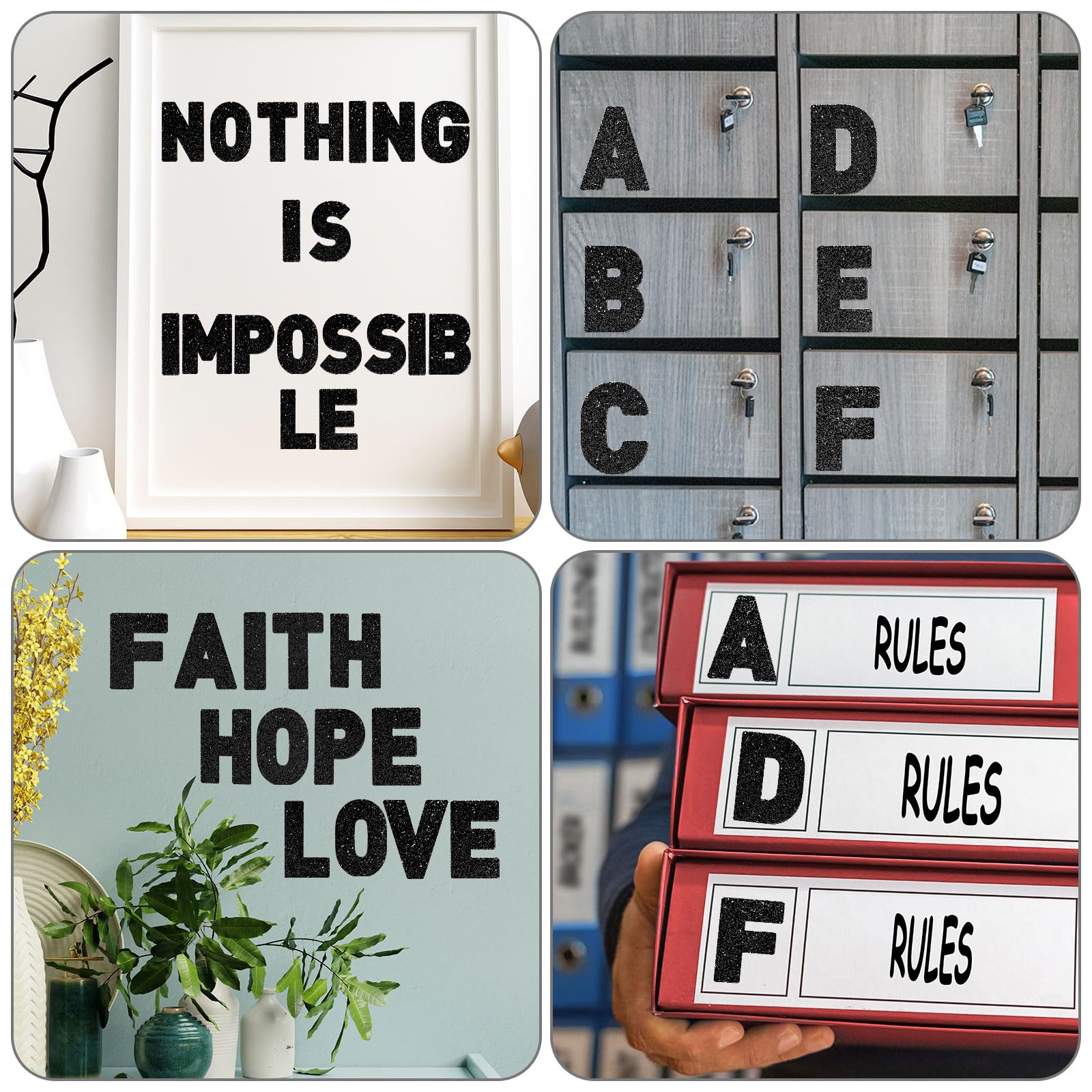Harloon 232 Pcs Large Glitter Letter Stickers - 24 Sheets Self-Adhesive Alphabet Letters Kit (2.5 Inch, Black) for Mailbox, Bulletin Boards, Classroom & Home Decor - Perfect for DIY Crafts, Scrapbooking & Party Decorations