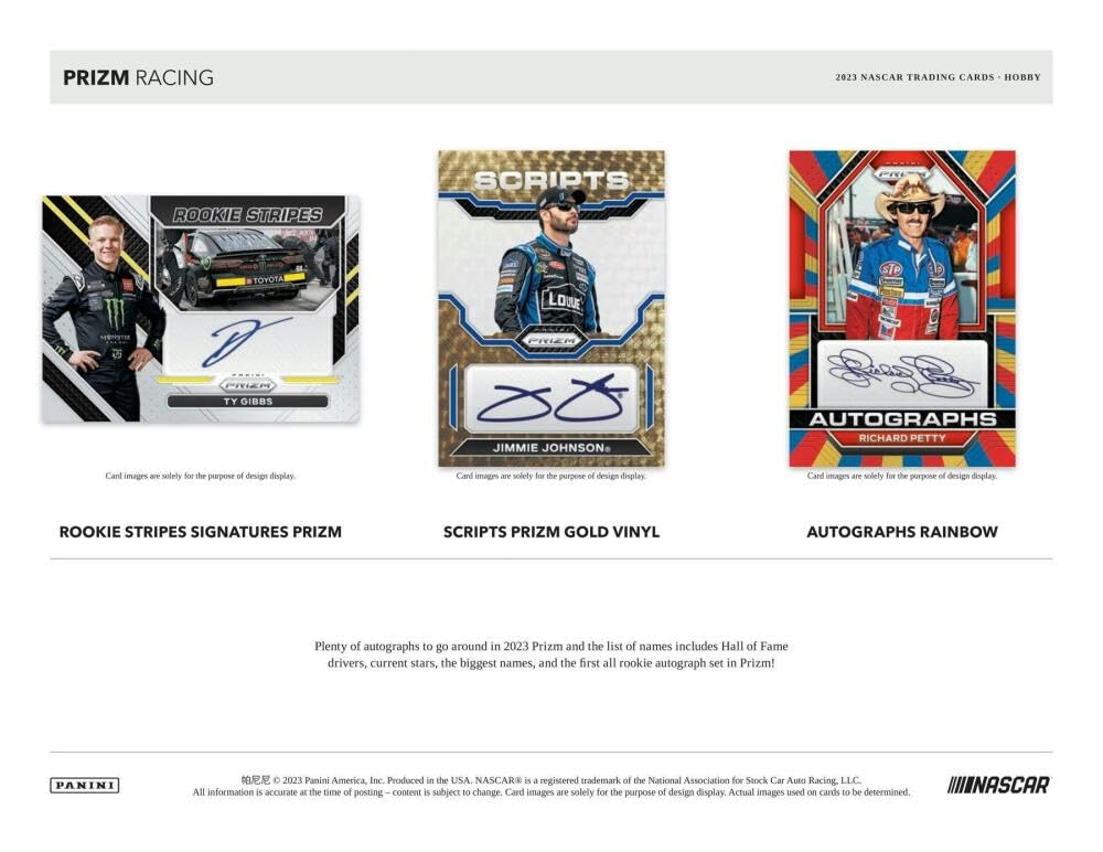 2023 Panini Prizm Racing Hobby Box - Premium Trading Cards for Collectors & Enthusiasts - Perfect for Racing Fans, Card Collectors, and Investment