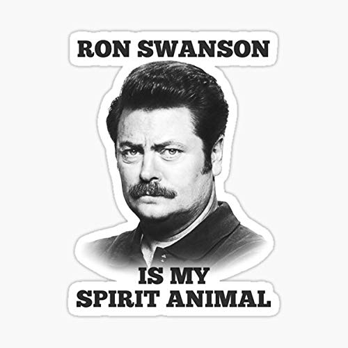 Ron Swanson is My Spirit Animal Vinyl Sticker - Waterproof Decal for Cars, Trucks, Laptops, Windows & Walls - Funny Office & Home Decor for Parks and Rec Fans