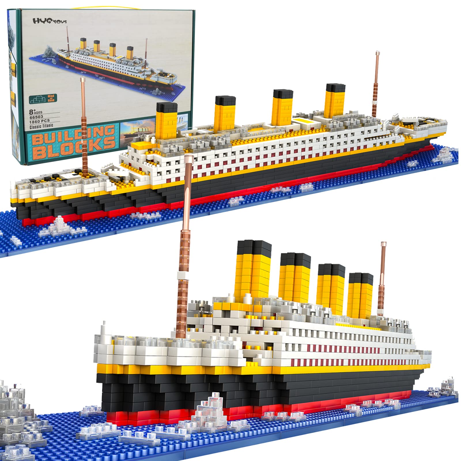 HYG Toys Titanic Micro Mini Building Blocks Set - 1860Pcs Titanic Ship Model Building Bricks, 3D Puzzle DIY Educational Toy Gift for Adults & Kids - Perfect for STEM Learning, Birthday Gifts & Collectors Display