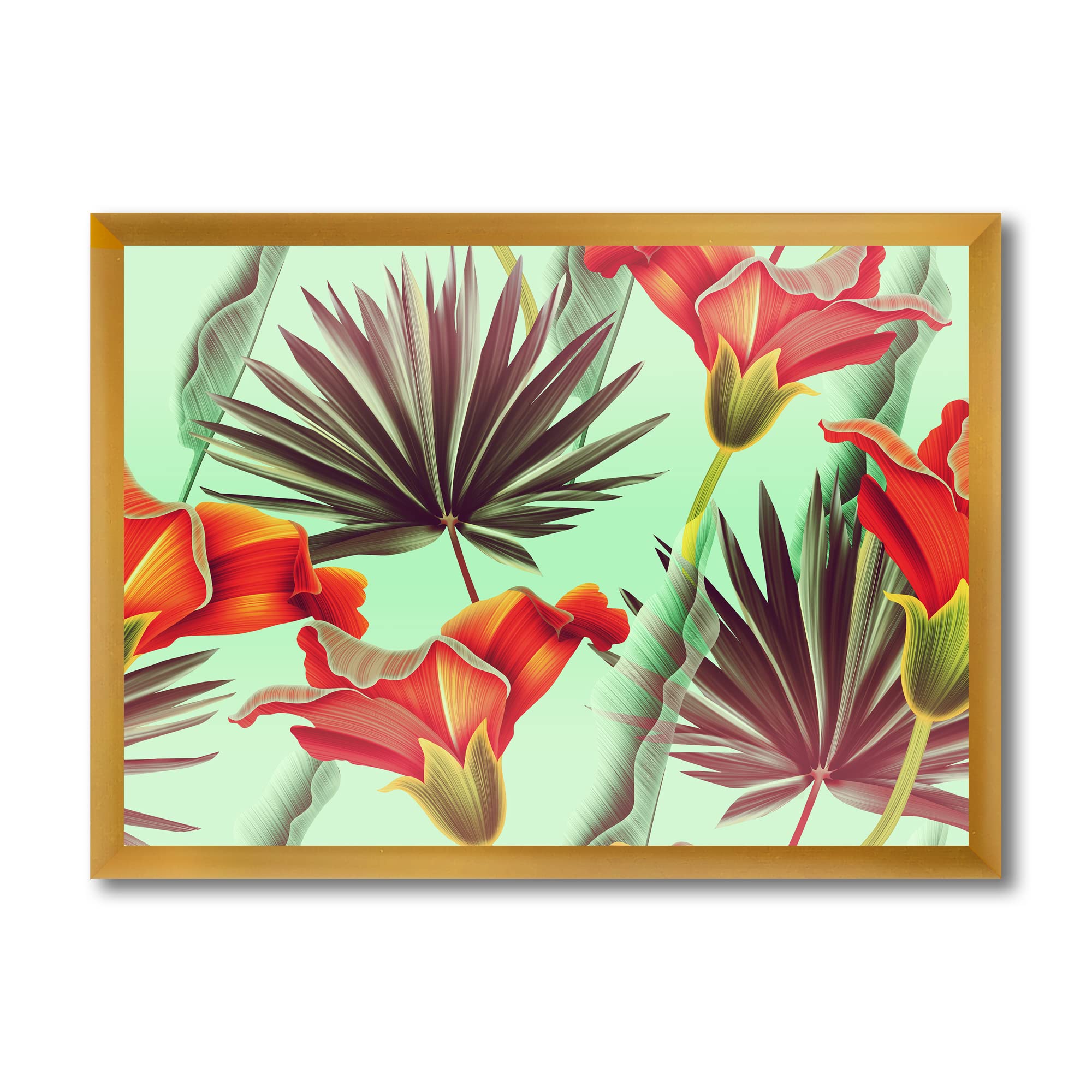 Tropical Vintage Flowers VIII Traditional Framed Wall Art - Vintage Botanical Floral Painting for Living Room, Bedroom & Office Decor