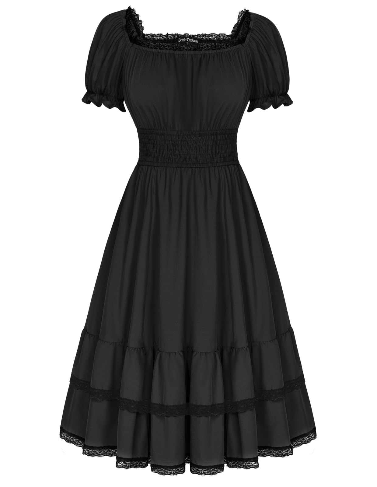 Gothic Victorian Dresses for Women | Scarlet Darkness Renaissance Costume Midi Dress | Perfect for Cosplay, Halloween & Themed Parties