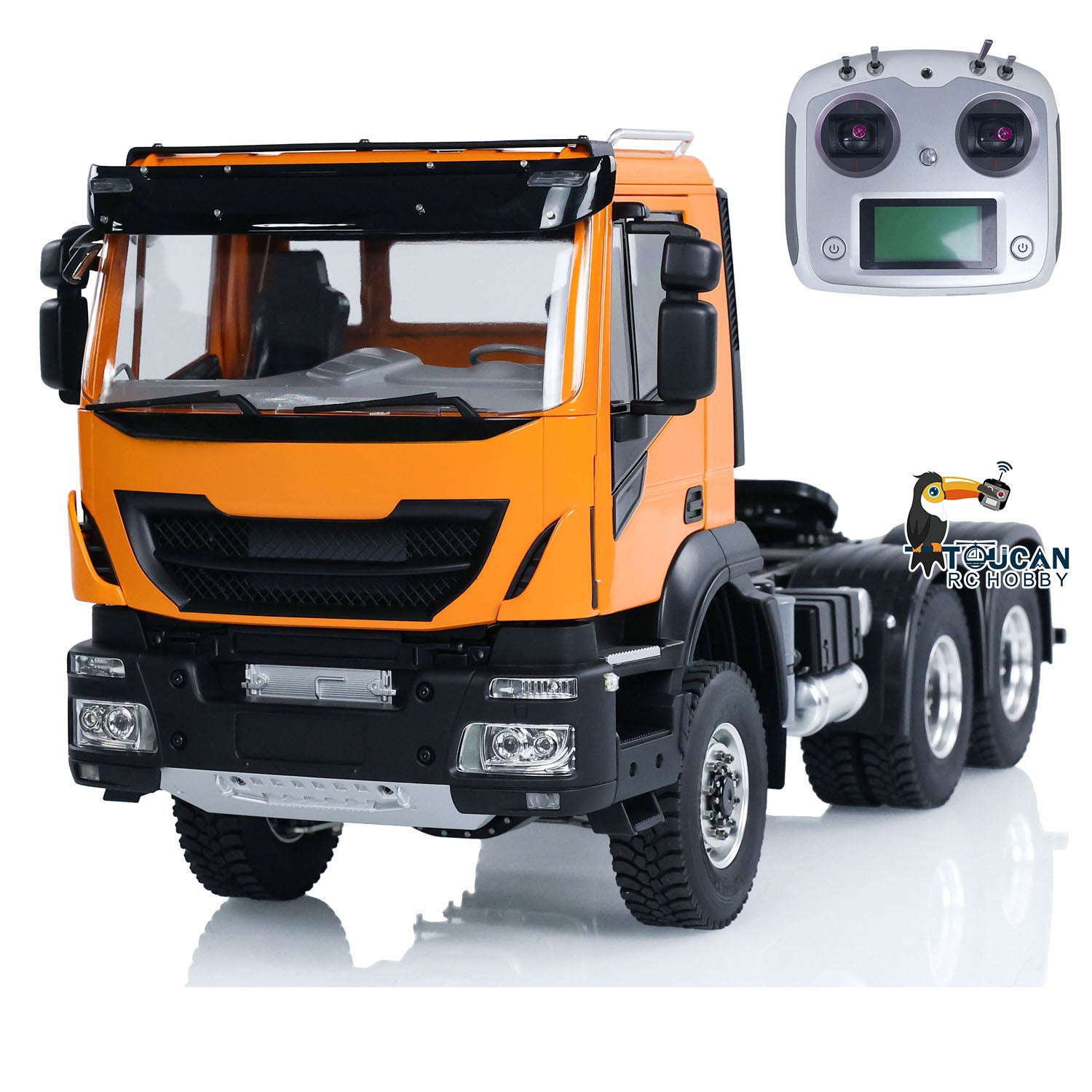 1/14 Scale 6x6 RC Tractor Truck - 2 Speed Transmission, Realistic Engine Sounds & LED Lights, Metal Chassis with Servo ESC Motor - DIY Remote Control Vehicle for Off-Road Adventure & Farm Simulation Play