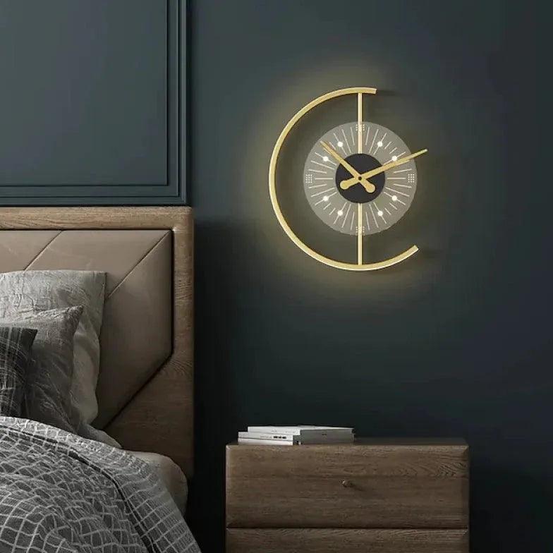 Modern LED Wall Light Clock - Stylish Indoor Decorative Timepiece for Living Room, Bedroom & Office Decor