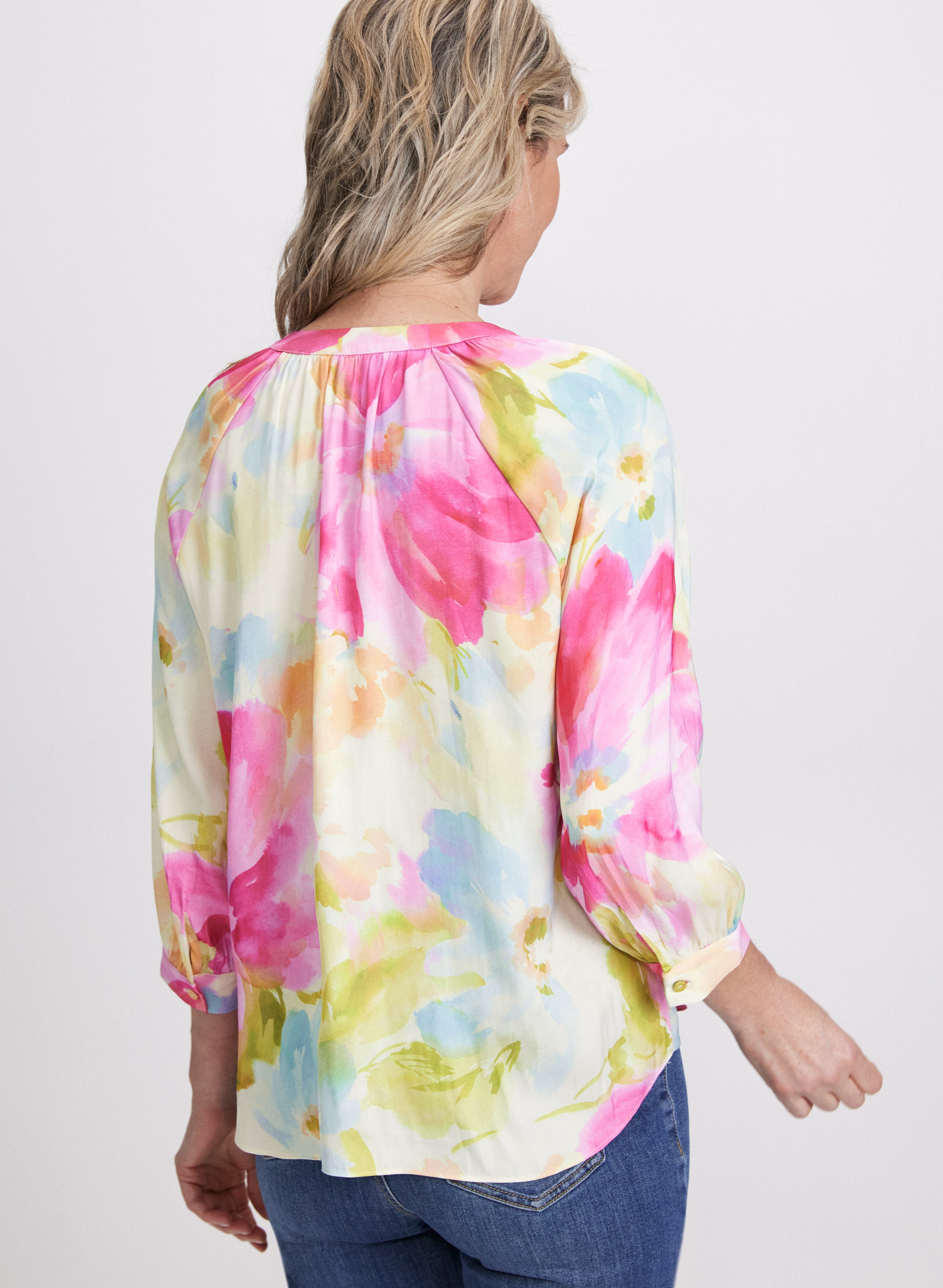 Floral Print Blouse for Women - Elegant Flowy Summer Tops with V-Neck & Short Sleeve - Perfect for Office, Date Night & Vacation Outfits