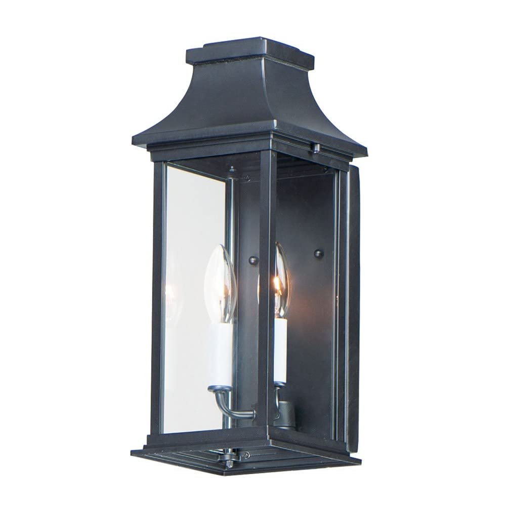 Maxim Lighting 30025CLBK Vicksburg 2-Light Outdoor Wall Sconce - Black Weatherproof Exterior Light Fixture for Porch, Patio, Garden & Entryway Lighting