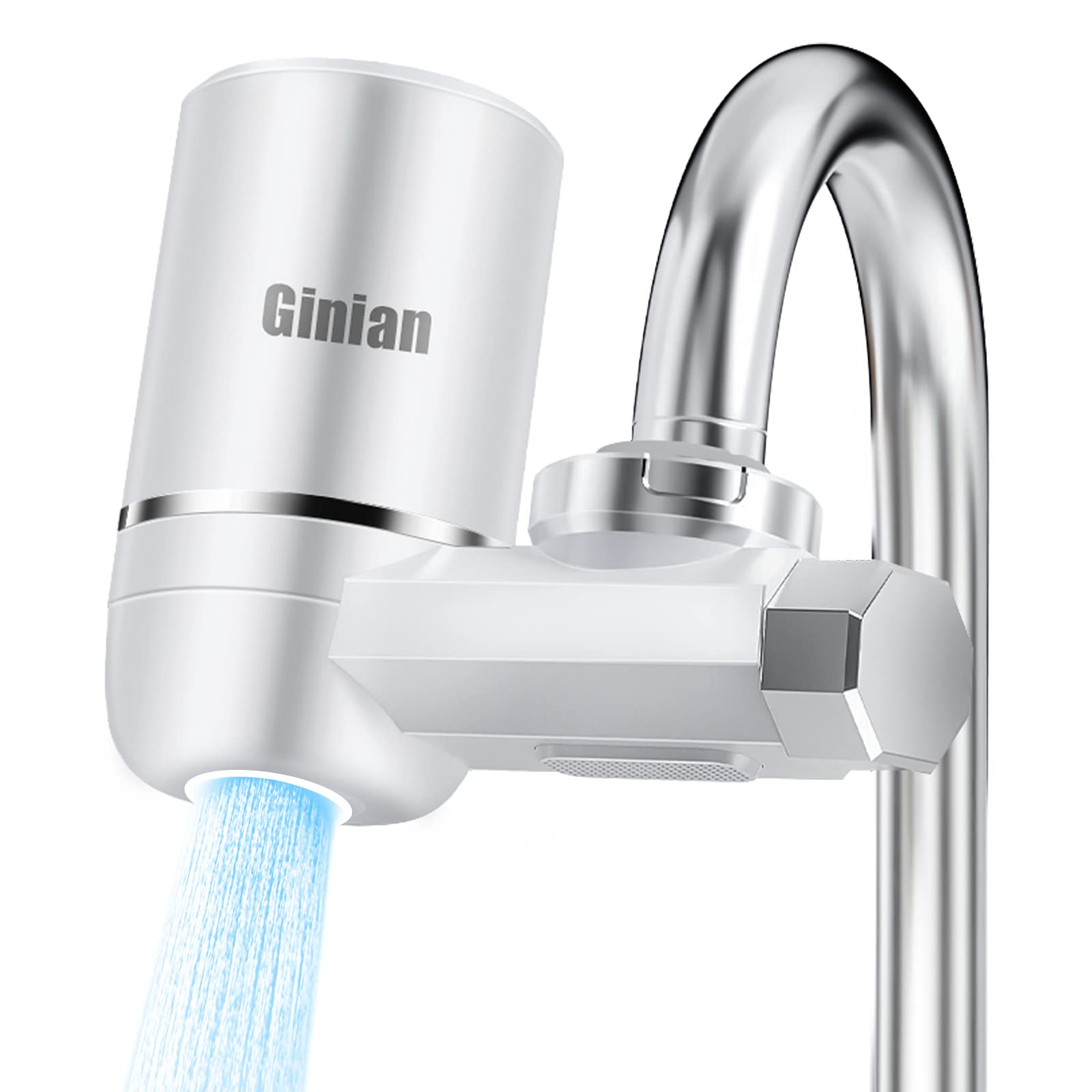 Premium Under Sink Water Filter System - 0.01 Micron Filtration, Removes 60+ Contaminants, Leak-Proof Faucet Mount Purifier (White) - Perfect for Clean Drinking Water in Homes & Offices