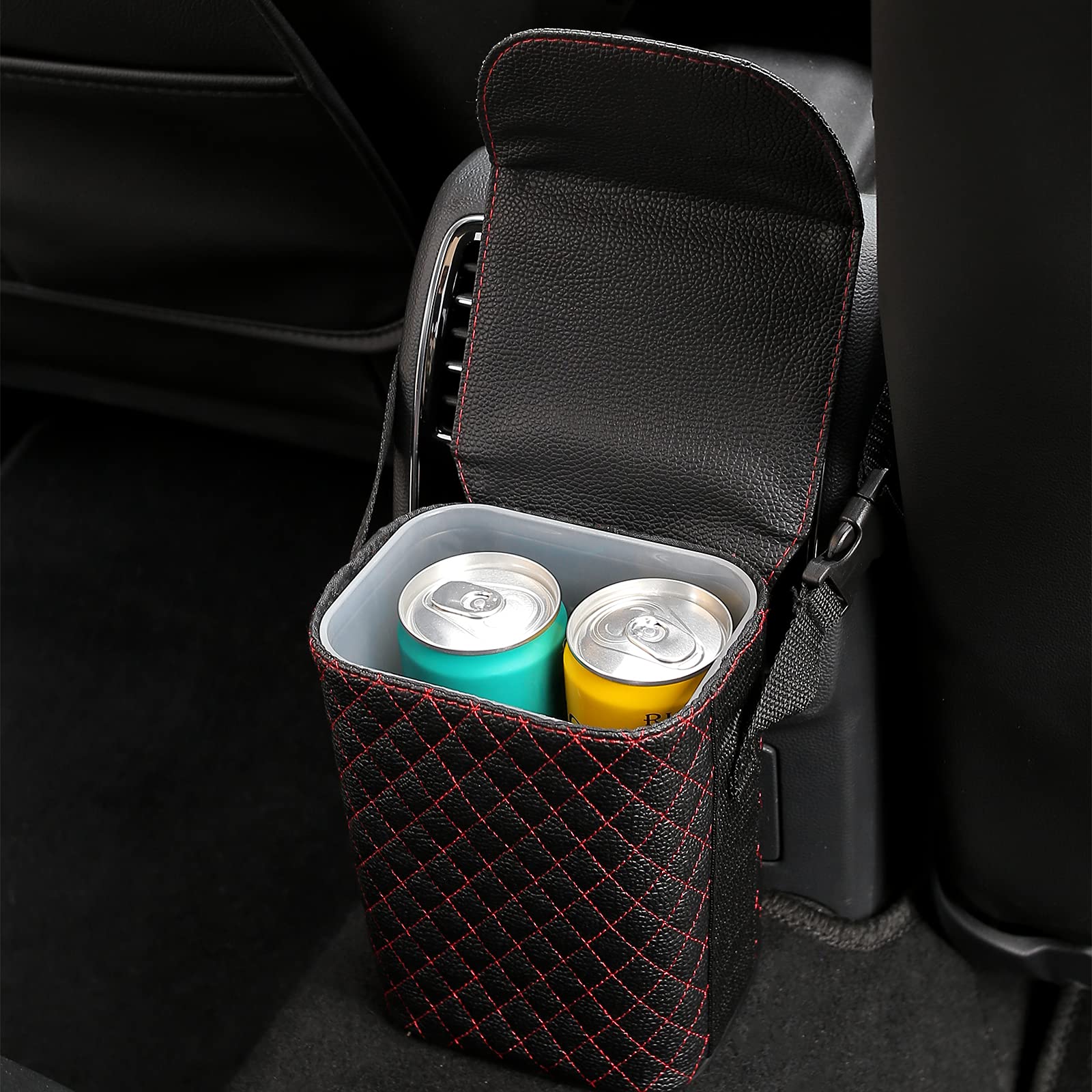 Leak-Proof Car Trash Can with Removable Inner Bin & 5-Pack Cleaning Gel - Dustbin with Lid for 2021-2022 Ford Bronco - Perfect for Road Trips, Commuting, and Keeping Your Vehicle Clean