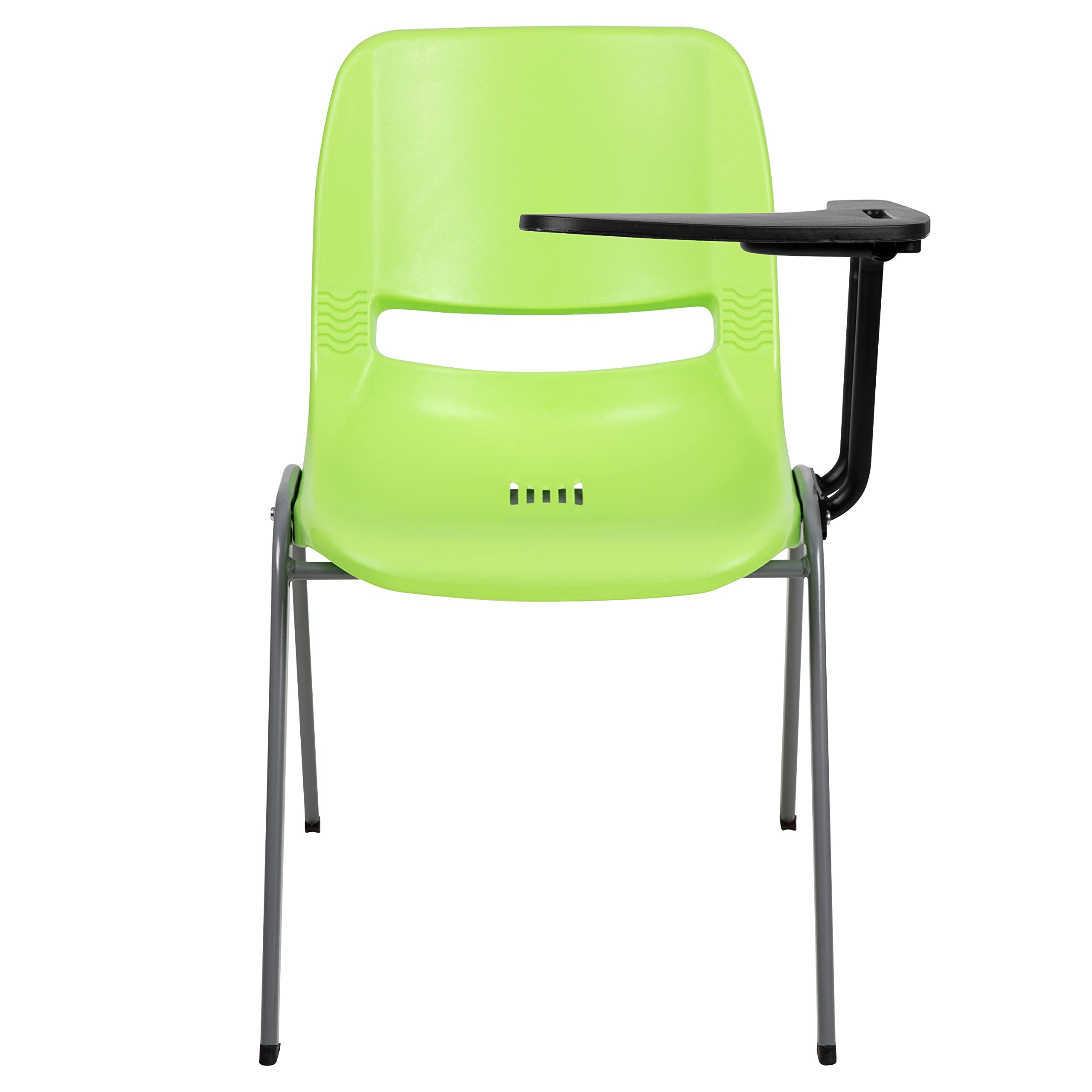 EMMA + OLIVER Green Ergonomic Shell Chair with Left-Handed Flip-Up Tablet Arm - Adjustable Office Desk Chair for Home & Workspace - Perfect for Studying, Working & Gaming