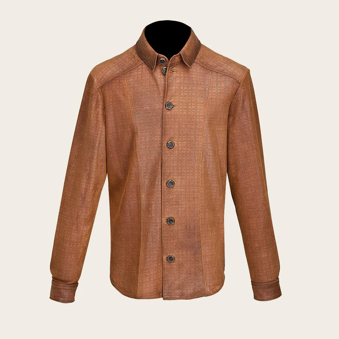 Men's Brown Casual Lambskin Blouson Shirt - Stylish Cuadra Fashion Jacket for Everyday Wear | Perfect for Office, Outings & Date Nights