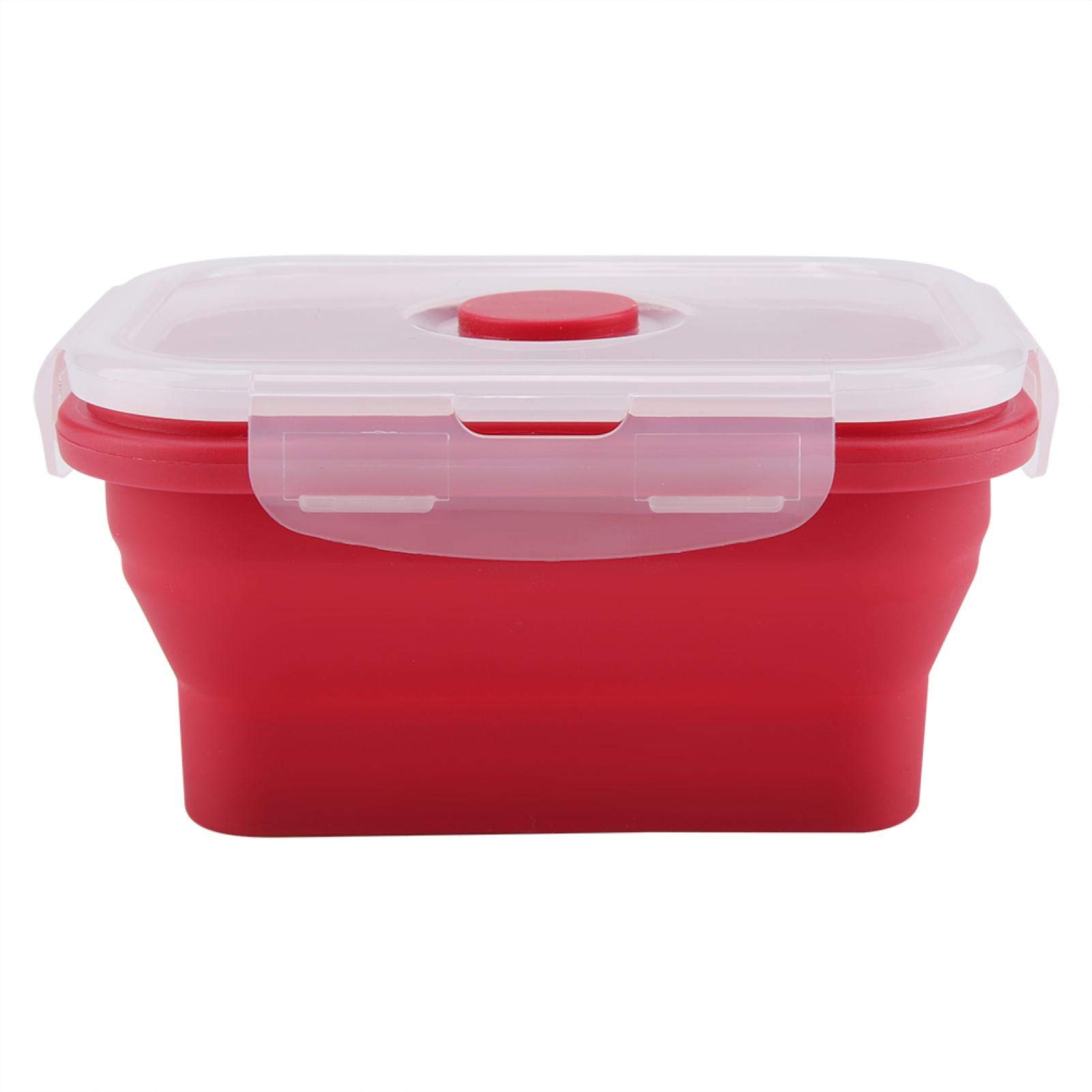 Omabeta Collapsible Silicone Food Storage Container - 350ml Rectangle Bento Box, Microwave & Freezer Safe, Space-Saving Collapsible Design for Lunch, Meal Prep, Picnics, Camping & Fridge Organization (Red)