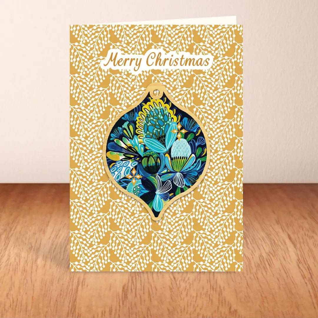 Azure Natives Australian Christmas Card & Bauble - Premium Holiday Greeting Cards with Ornament for Xmas Decorations, Gifts & Festive Celebrations