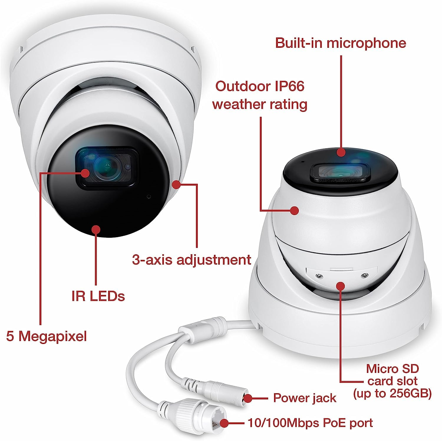 TRENDnet TV-IP1515PI 5MP H.265 PoE IP Security Camera - Indoor/Outdoor Weatherproof IP66, 30m IR Night Vision, MicroSD Slot - Ideal for Home & Business Surveillance, Parking Lots & Perimeter Monitoring