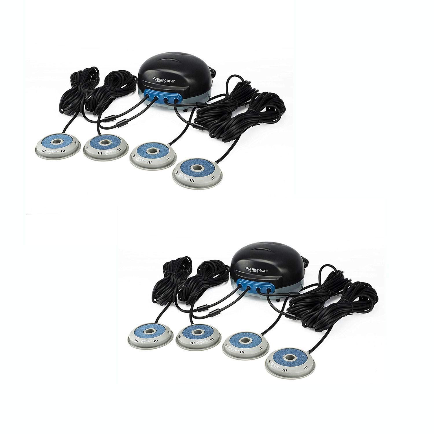 Aquascape 75001 Double Pond Water Aerator Air Pump 4 Outlet System Kit (2 Pack) - Oxygenates Water for Healthy Fish & Plants in Garden Ponds, Koi Ponds & Water Features