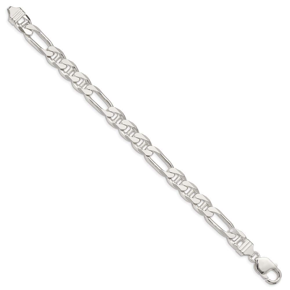 Roy Rose Jewelry Sterling Silver 8.75mm Figaro Anchor Chain Necklace - 9 Inch Length for Men & Women - Perfect for Layering, Everyday Wear, and Gift Giving